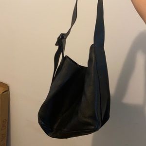 zara black leather bag
